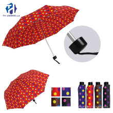 Polka-Dotted Fiberglass Windproof Folding Umbrella